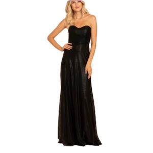 Hayley Paige Elegant Black Strapless Evening Gown